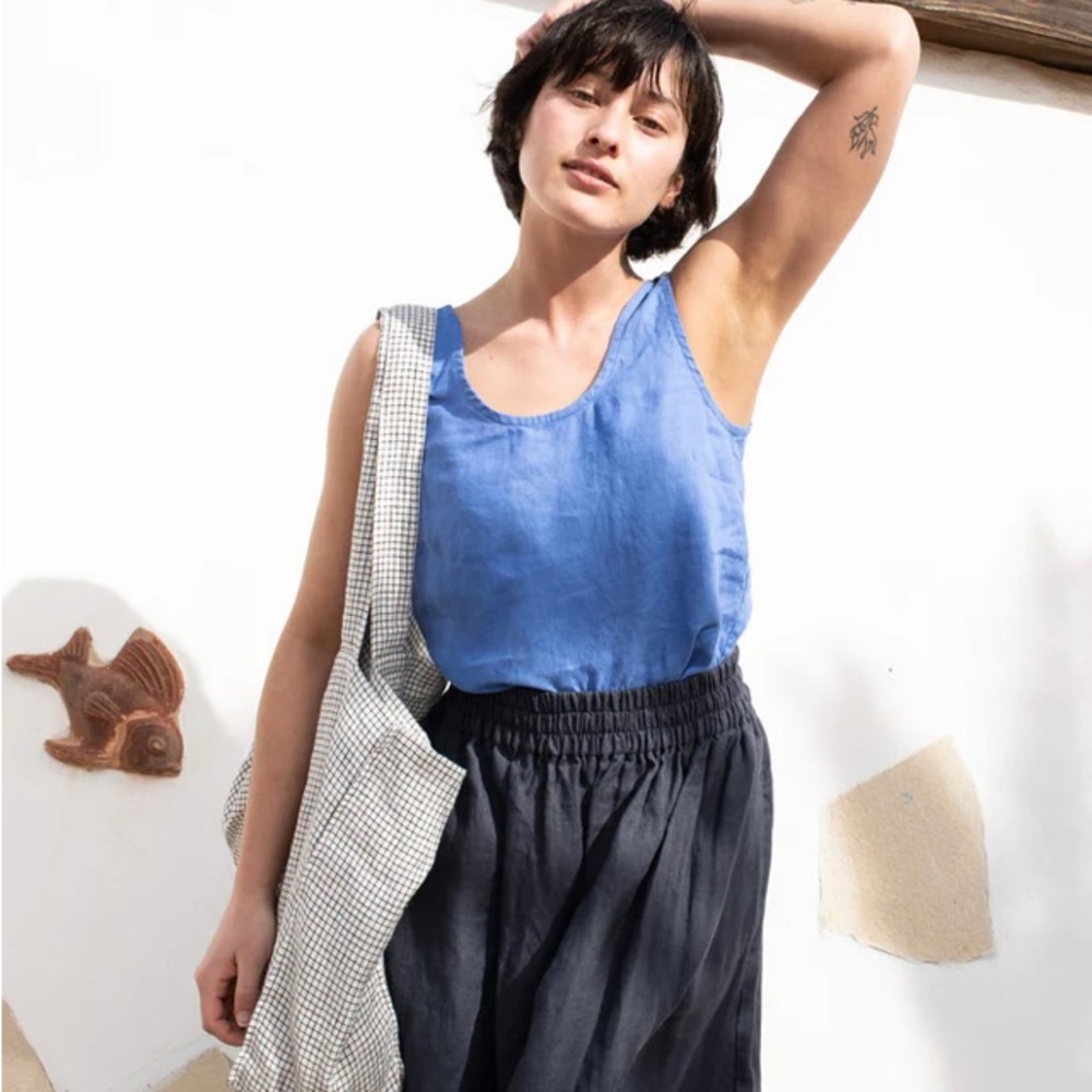 Not Perfect Linen Porto top in Redwood size S